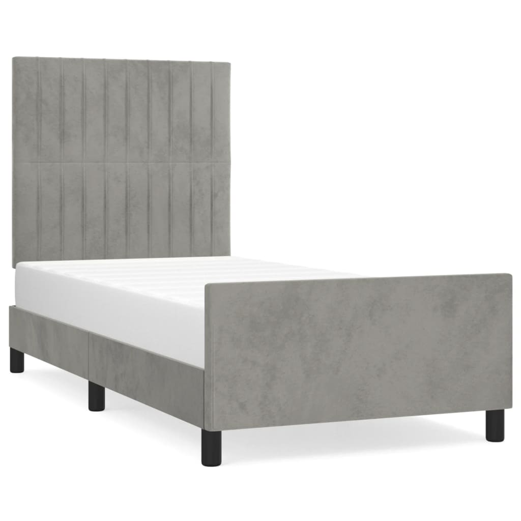 Bedframe zonder matras 90x190 cm fluweel lichtgrijs is nu te koop bij PeponiXL, paradijselijk wonen!