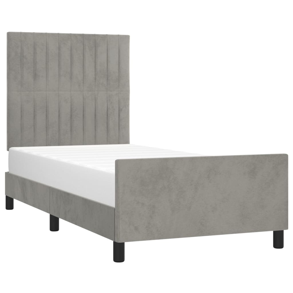 Bedframe zonder matras 90x190 cm fluweel lichtgrijs is nu te koop bij PeponiXL, paradijselijk wonen!