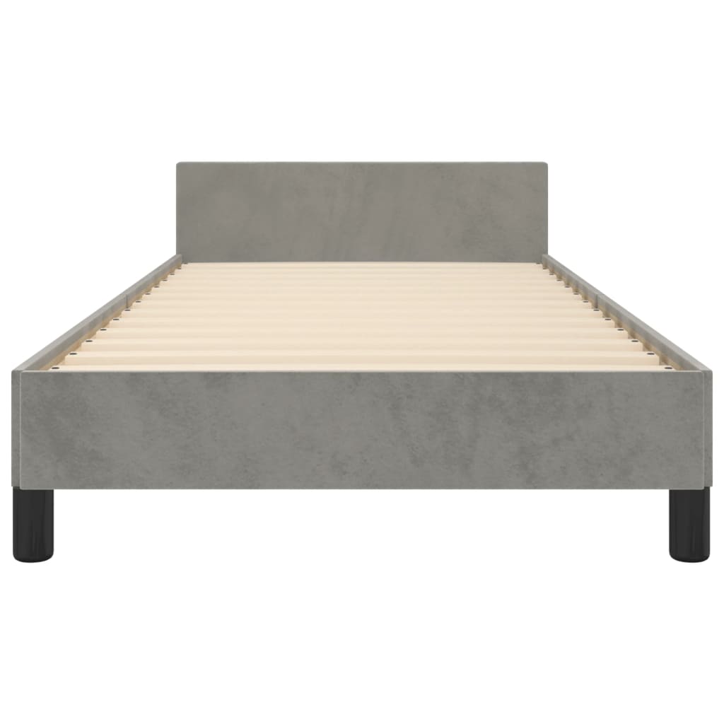 Bedframe zonder matras 90x190 cm fluweel lichtgrijs is nu te koop bij PeponiXL, paradijselijk wonen!