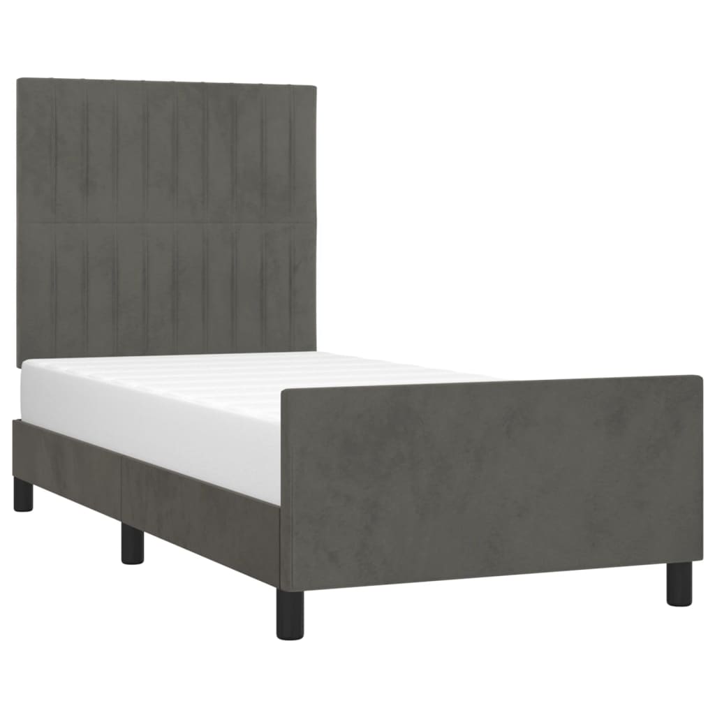 Bedframe zonder matras 90x190 cm fluweel donkergrijs is nu te koop bij PeponiXL, paradijselijk wonen!