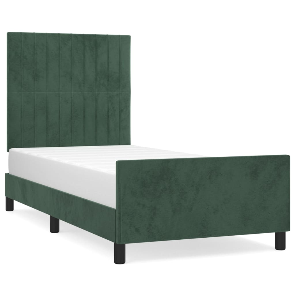 Bedframe zonder matras 90x190 cm fluweel donkergroen is nu te koop bij PeponiXL, paradijselijk wonen!