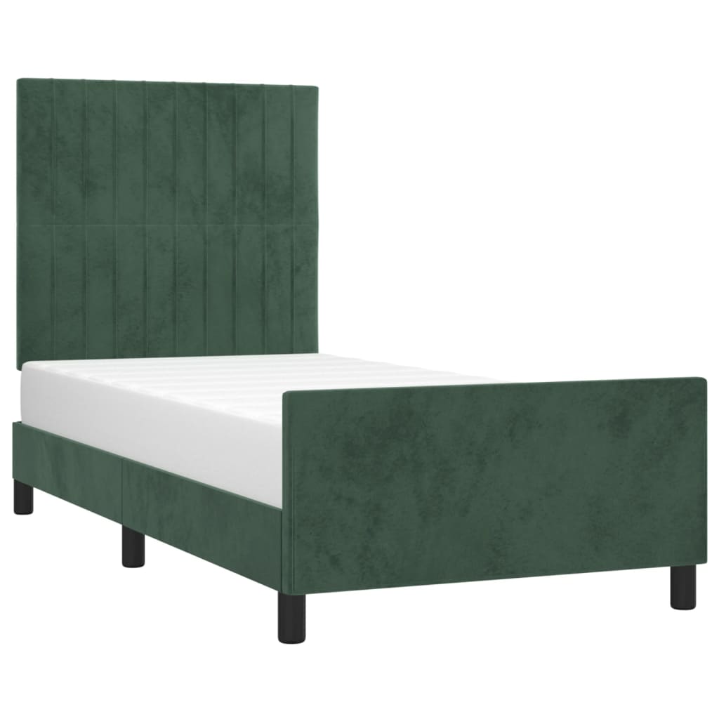 Bedframe zonder matras 90x190 cm fluweel donkergroen is nu te koop bij PeponiXL, paradijselijk wonen!