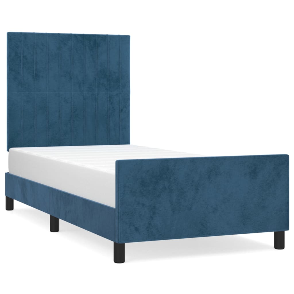 Bedframe zonder matras 90x190 cm fluweel donkerblauw is nu te koop bij PeponiXL, paradijselijk wonen!