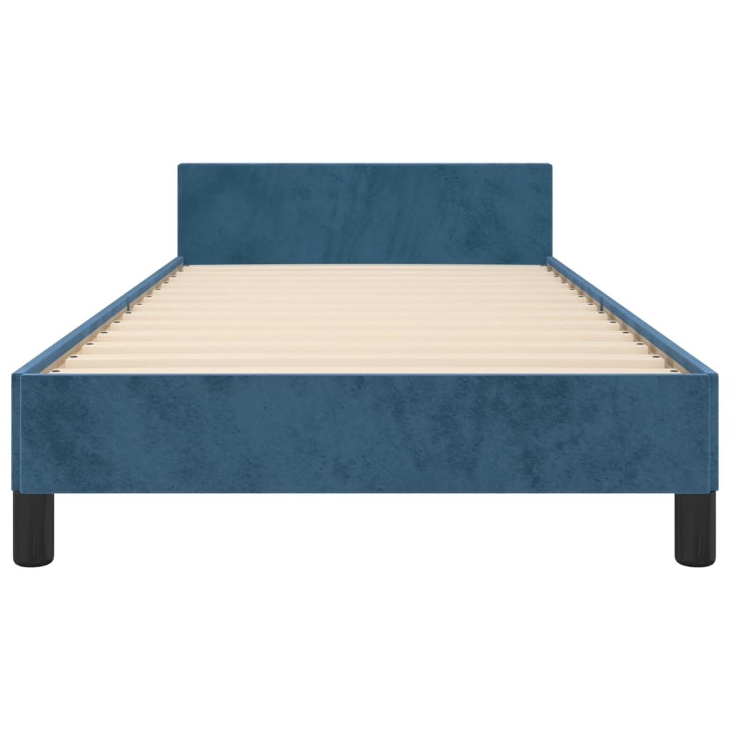 Bedframe zonder matras 90x190 cm fluweel donkerblauw is nu te koop bij PeponiXL, paradijselijk wonen!