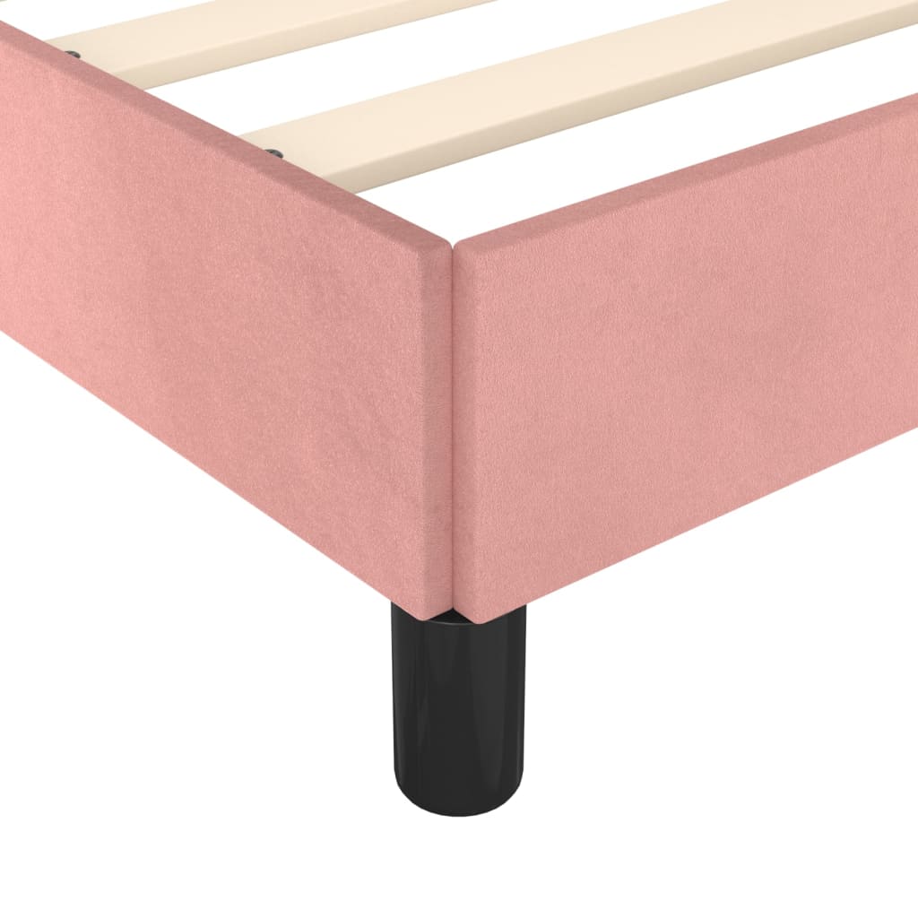 Bedframe met hoofdeinde fluweel roze 90x190 cm is nu te koop bij PeponiXL, paradijselijk wonen!