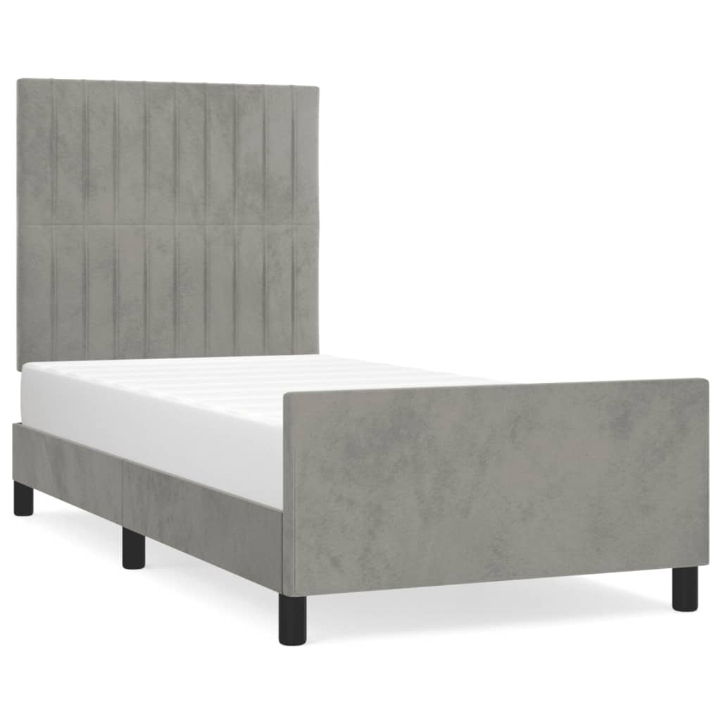 Bedframe zonder matras 90x200 cm fluweel lichtgrijs is nu te koop bij PeponiXL, paradijselijk wonen!