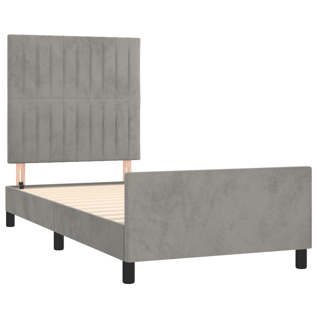 Bedframe zonder matras 90x200 cm fluweel lichtgrijs is nu te koop bij PeponiXL, paradijselijk wonen!