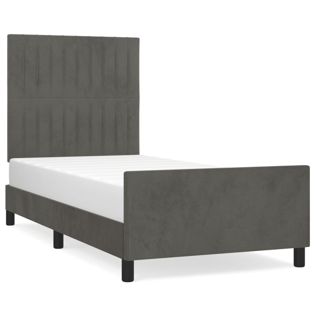 Bedframe zonder matras 90x200 cm fluweel donkergrijs is nu te koop bij PeponiXL, paradijselijk wonen!