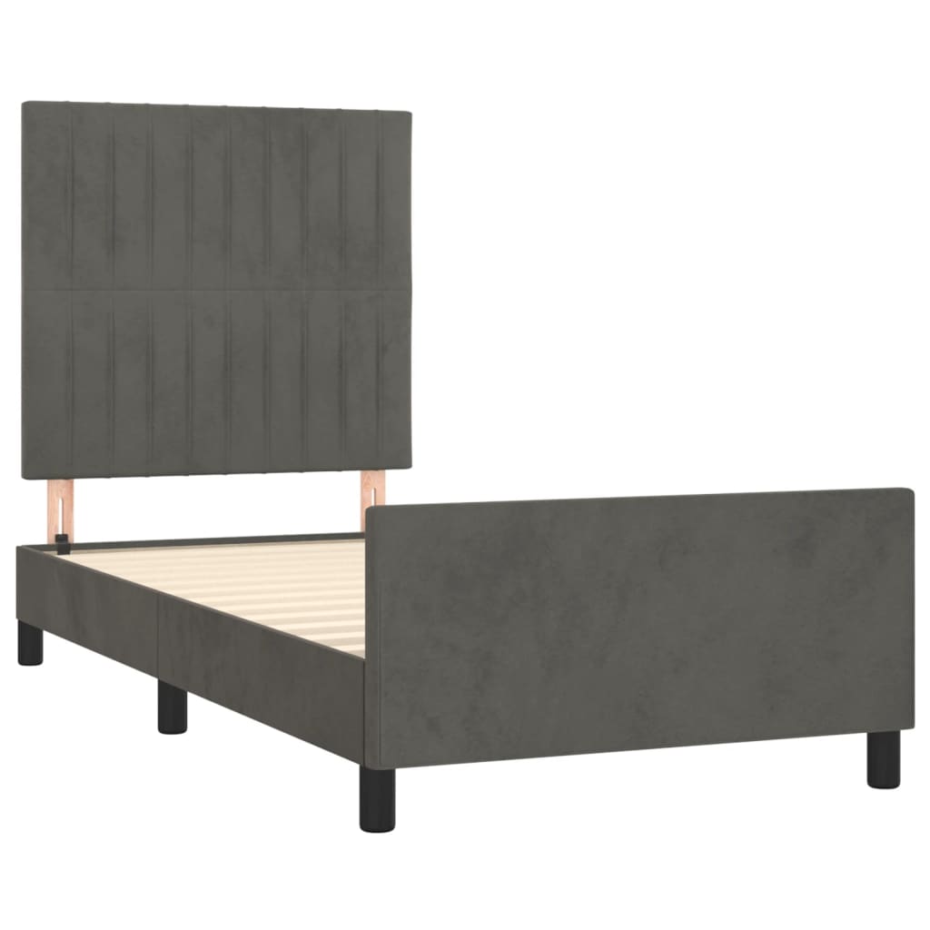 Bedframe zonder matras 90x200 cm fluweel donkergrijs is nu te koop bij PeponiXL, paradijselijk wonen!