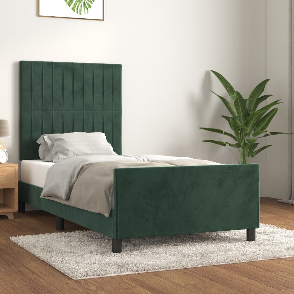 Bedframe zonder matras 100x200 cm fluweel donkergroen is nu te koop bij PeponiXL, paradijselijk wonen!