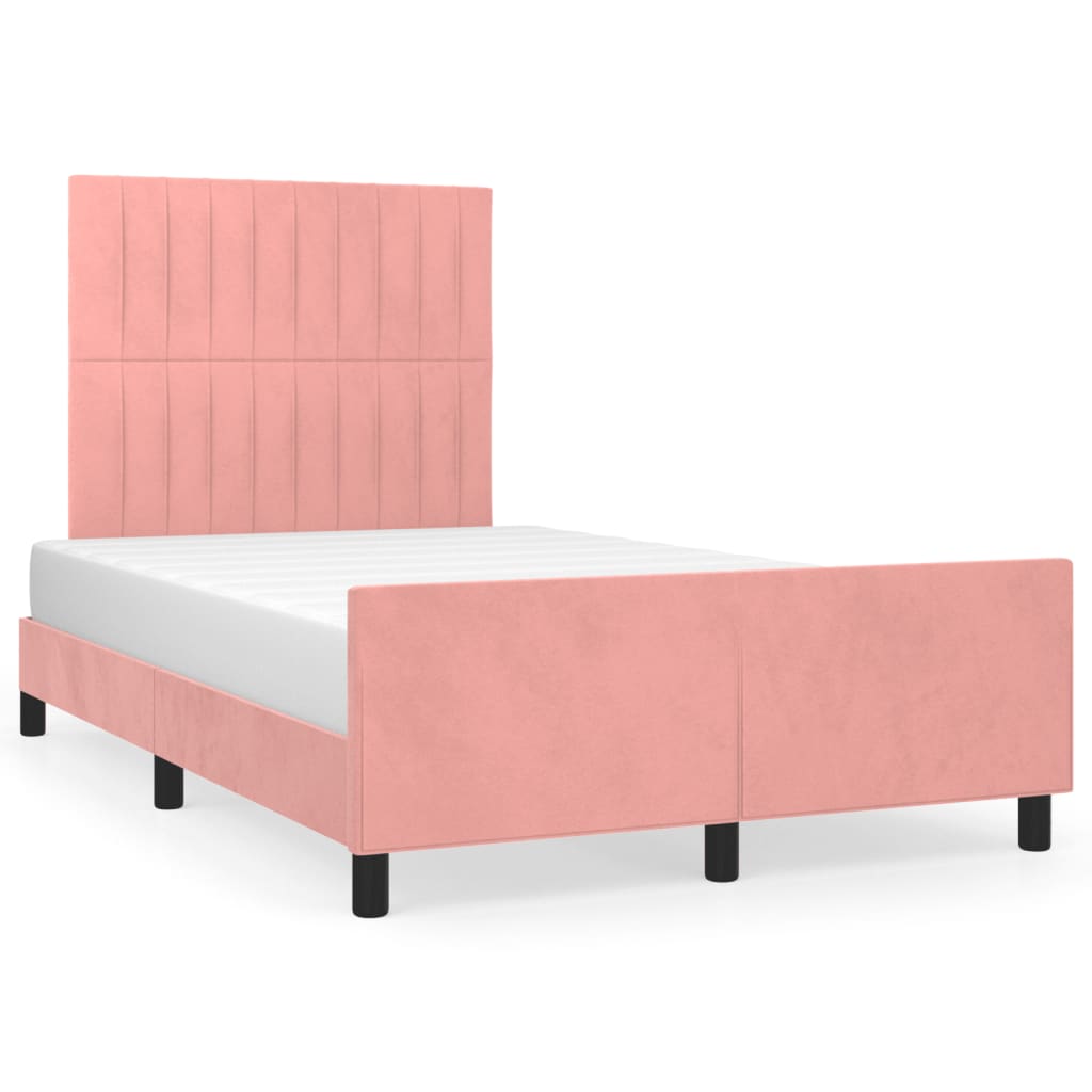 Bedframe met hoofdeinde fluweel roze 120x200 cm is nu te koop bij PeponiXL, paradijselijk wonen!