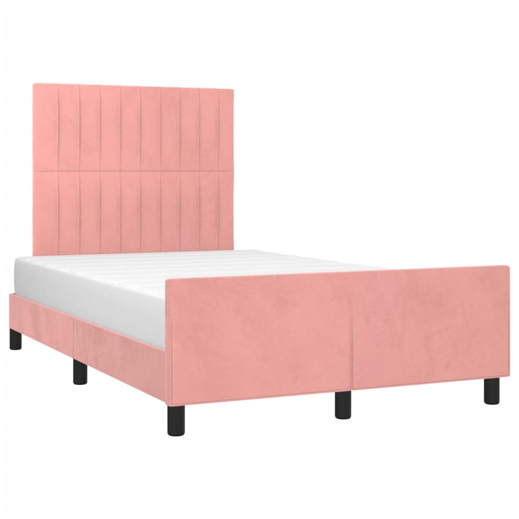 Bedframe met hoofdeinde fluweel roze 120x200 cm is nu te koop bij PeponiXL, paradijselijk wonen!