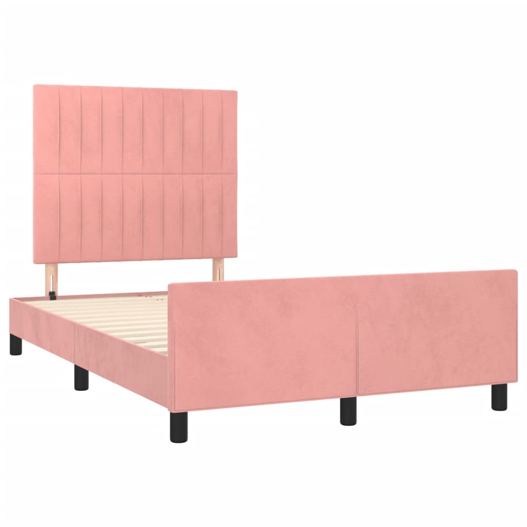 Bedframe met hoofdeinde fluweel roze 120x200 cm is nu te koop bij PeponiXL, paradijselijk wonen!