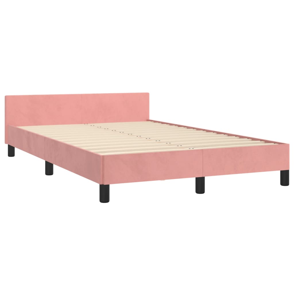 Bedframe met hoofdeinde fluweel roze 120x200 cm is nu te koop bij PeponiXL, paradijselijk wonen!