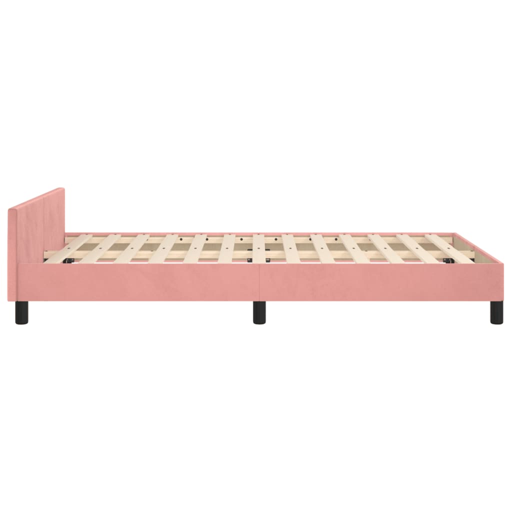 Bedframe met hoofdeinde fluweel roze 120x200 cm is nu te koop bij PeponiXL, paradijselijk wonen!