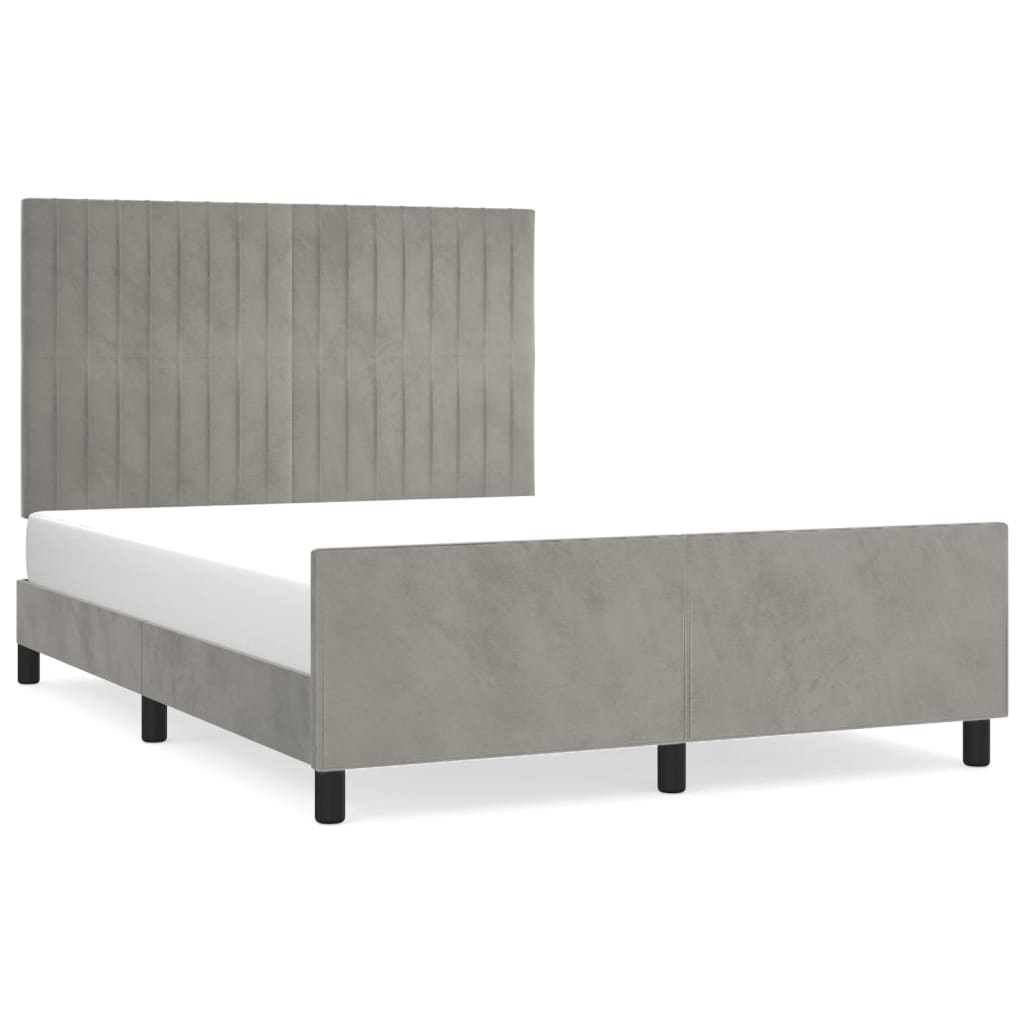 Bedframe zonder matras 140x190 cm fluweel lichtgrijs is nu te koop bij PeponiXL, paradijselijk wonen!