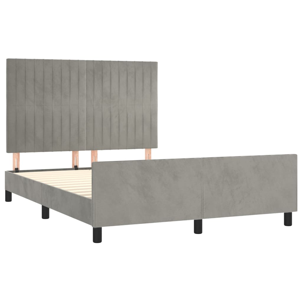 Bedframe zonder matras 140x190 cm fluweel lichtgrijs is nu te koop bij PeponiXL, paradijselijk wonen!