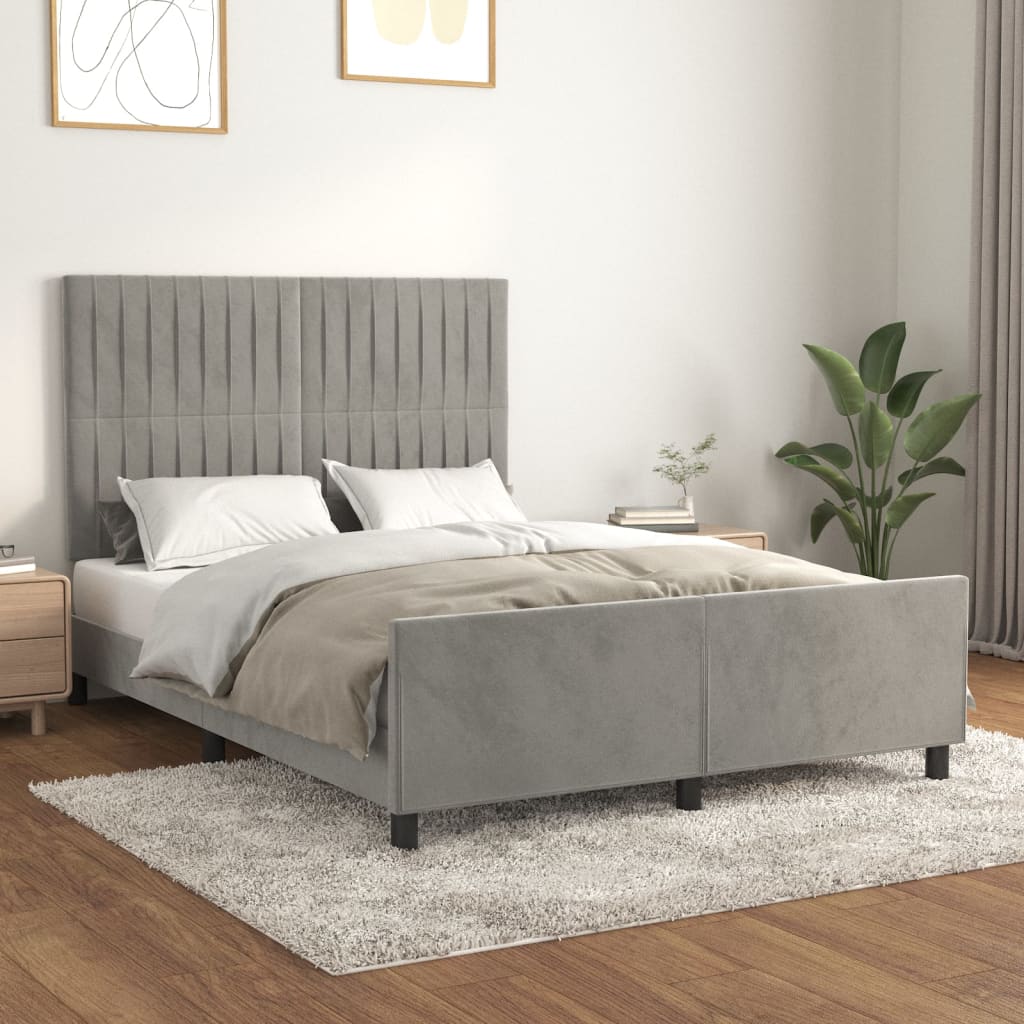 Bedframe zonder matras 140x190 cm fluweel lichtgrijs is nu te koop bij PeponiXL, paradijselijk wonen!
