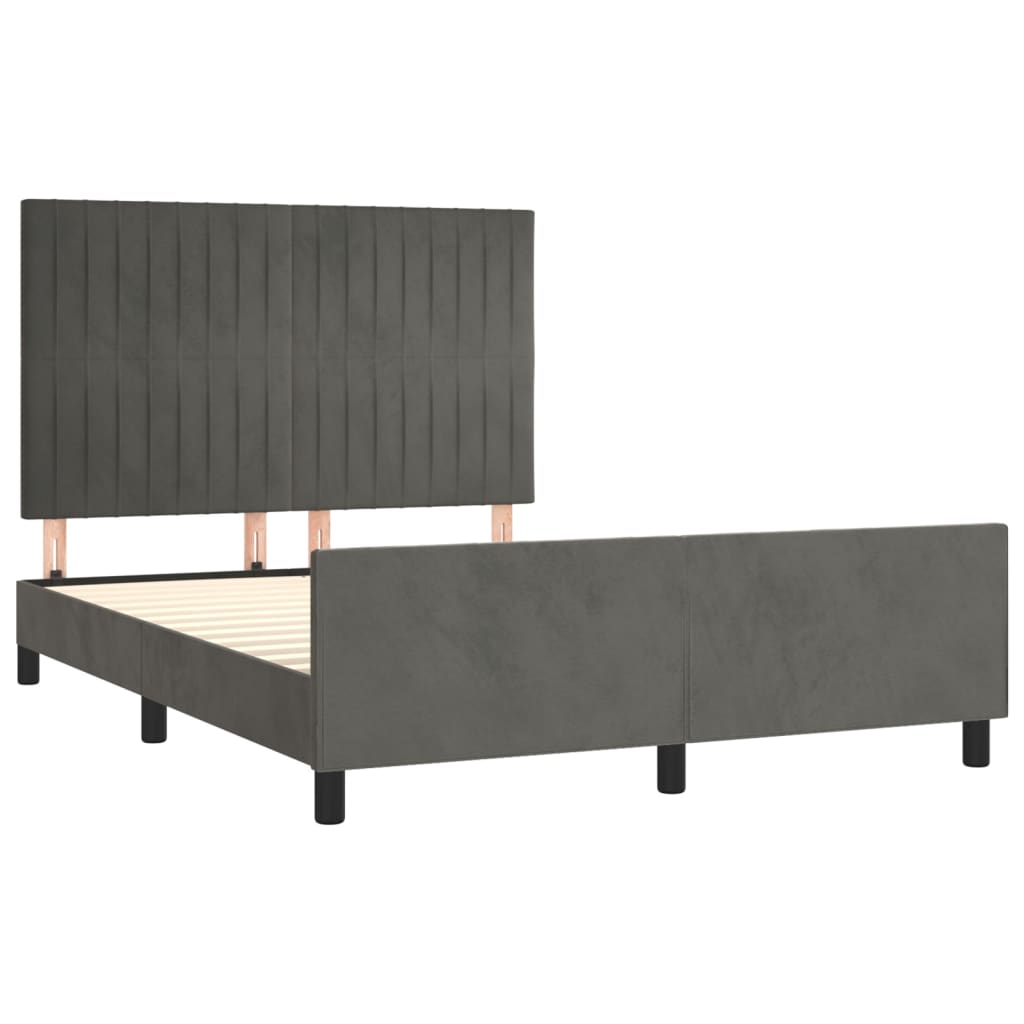 Bedframe zonder matras 140x190 cm fluweel donkergrijs is nu te koop bij PeponiXL, paradijselijk wonen!
