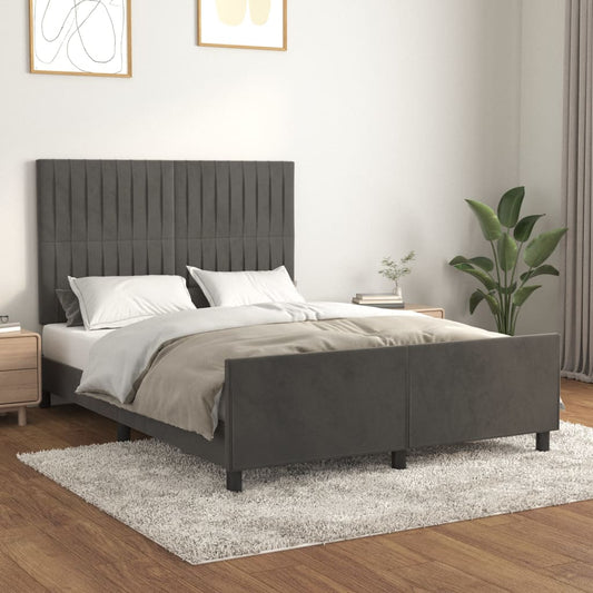 Bedframe zonder matras 140x190 cm fluweel donkergrijs is nu te koop bij PeponiXL, paradijselijk wonen!