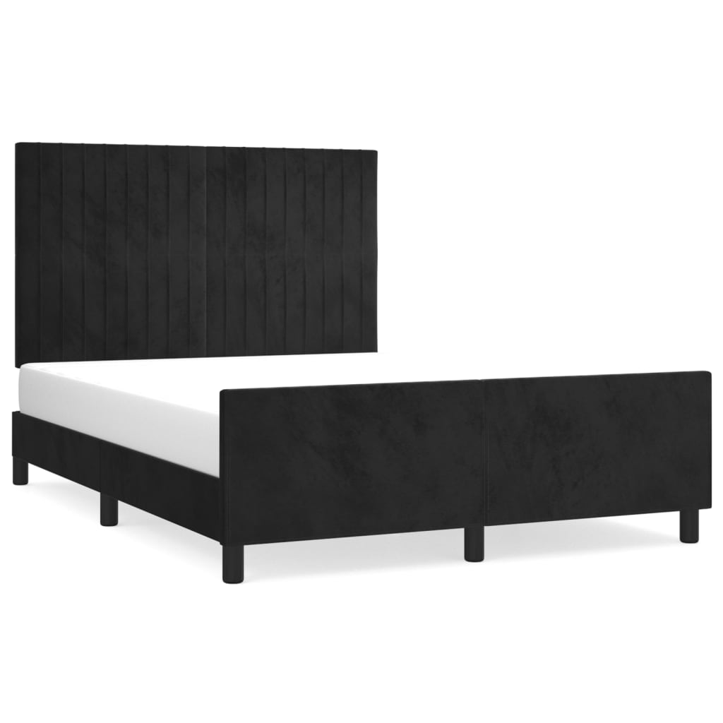 Bedframe zonder matras 140x190 cm fluweel zwart is nu te koop bij PeponiXL, paradijselijk wonen!