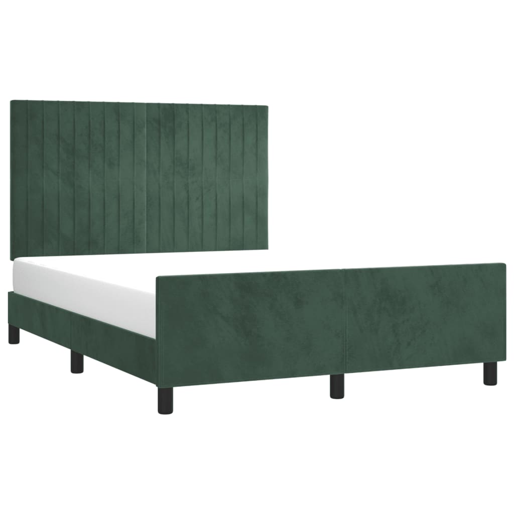 Bedframe zonder matras 140x190 cm fluweel donkergroen is nu te koop bij PeponiXL, paradijselijk wonen!