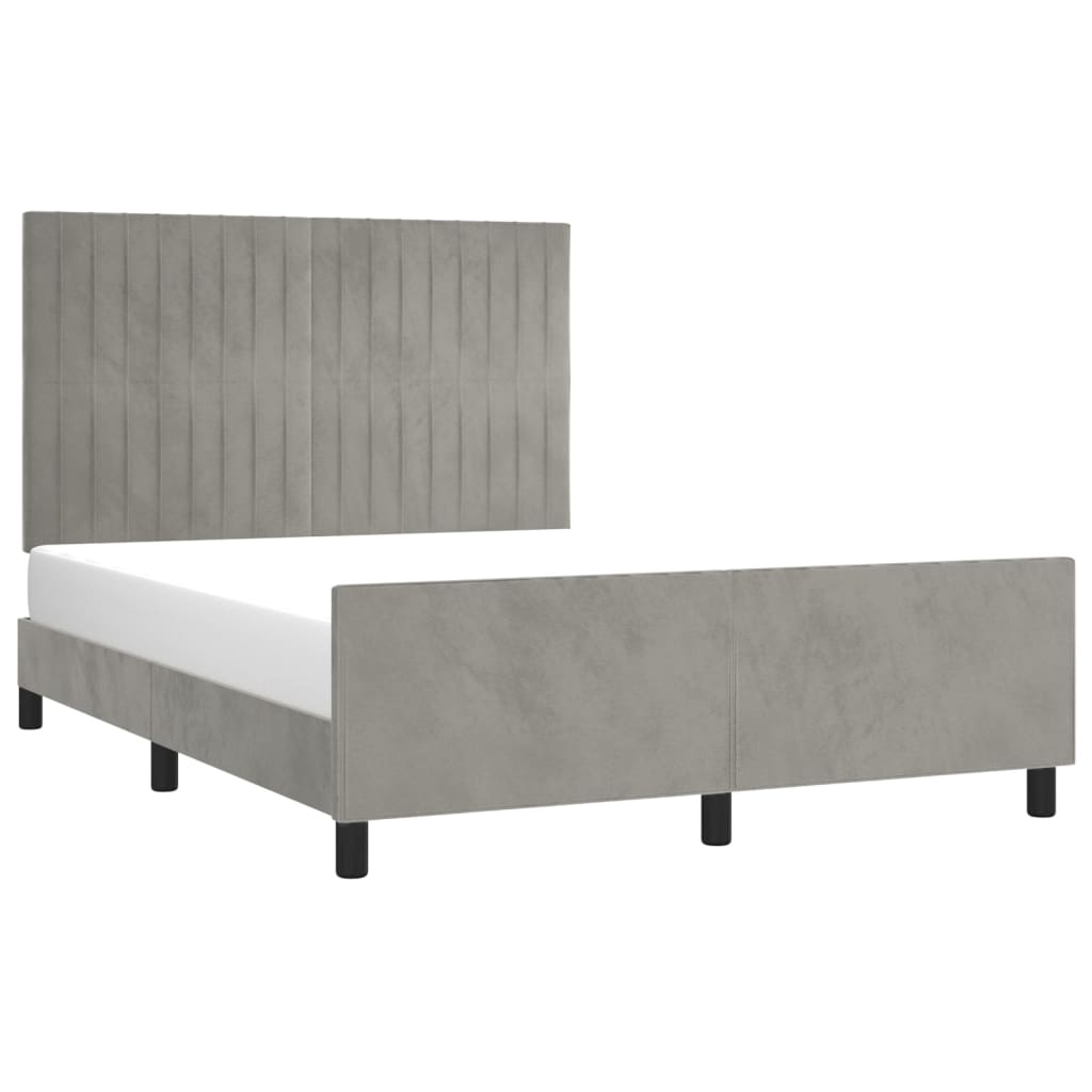Bedframe zonder matras 140x200 cm fluweel lichtgrijs is nu te koop bij PeponiXL, paradijselijk wonen!