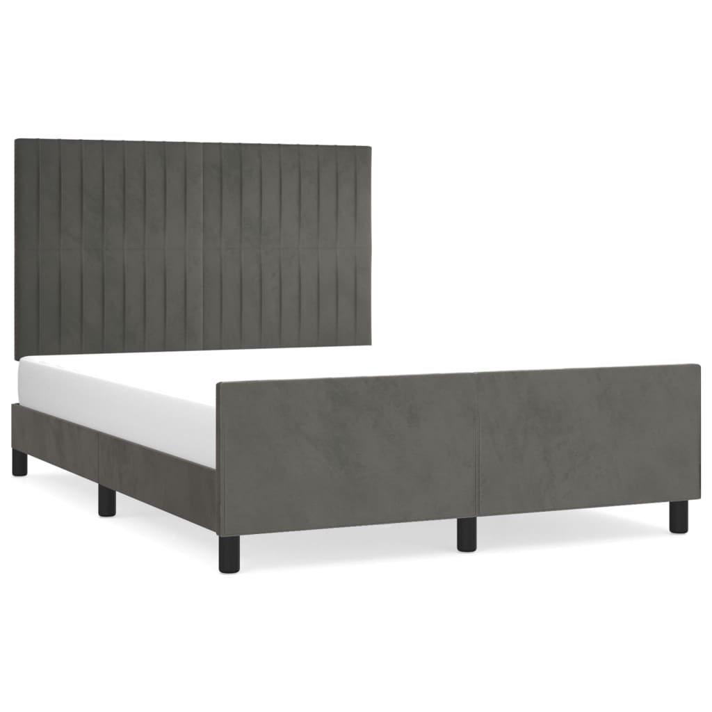 Bedframe zonder matras 140x200 cm fluweel donkergrijs is nu te koop bij PeponiXL, paradijselijk wonen!