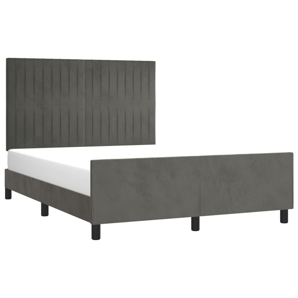 Bedframe zonder matras 140x200 cm fluweel donkergrijs is nu te koop bij PeponiXL, paradijselijk wonen!