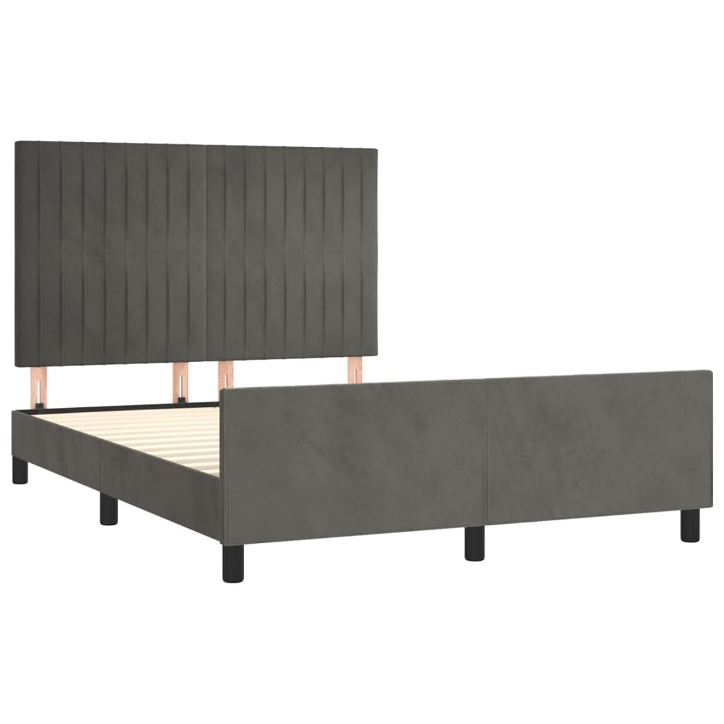 Bedframe zonder matras 140x200 cm fluweel donkergrijs is nu te koop bij PeponiXL, paradijselijk wonen!