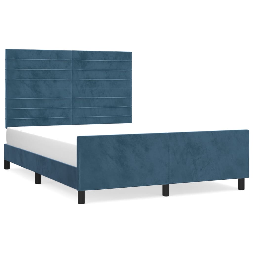 Bedframe zonder matras 140x200 cm fluweel donkerblauw is nu te koop bij PeponiXL, paradijselijk wonen!