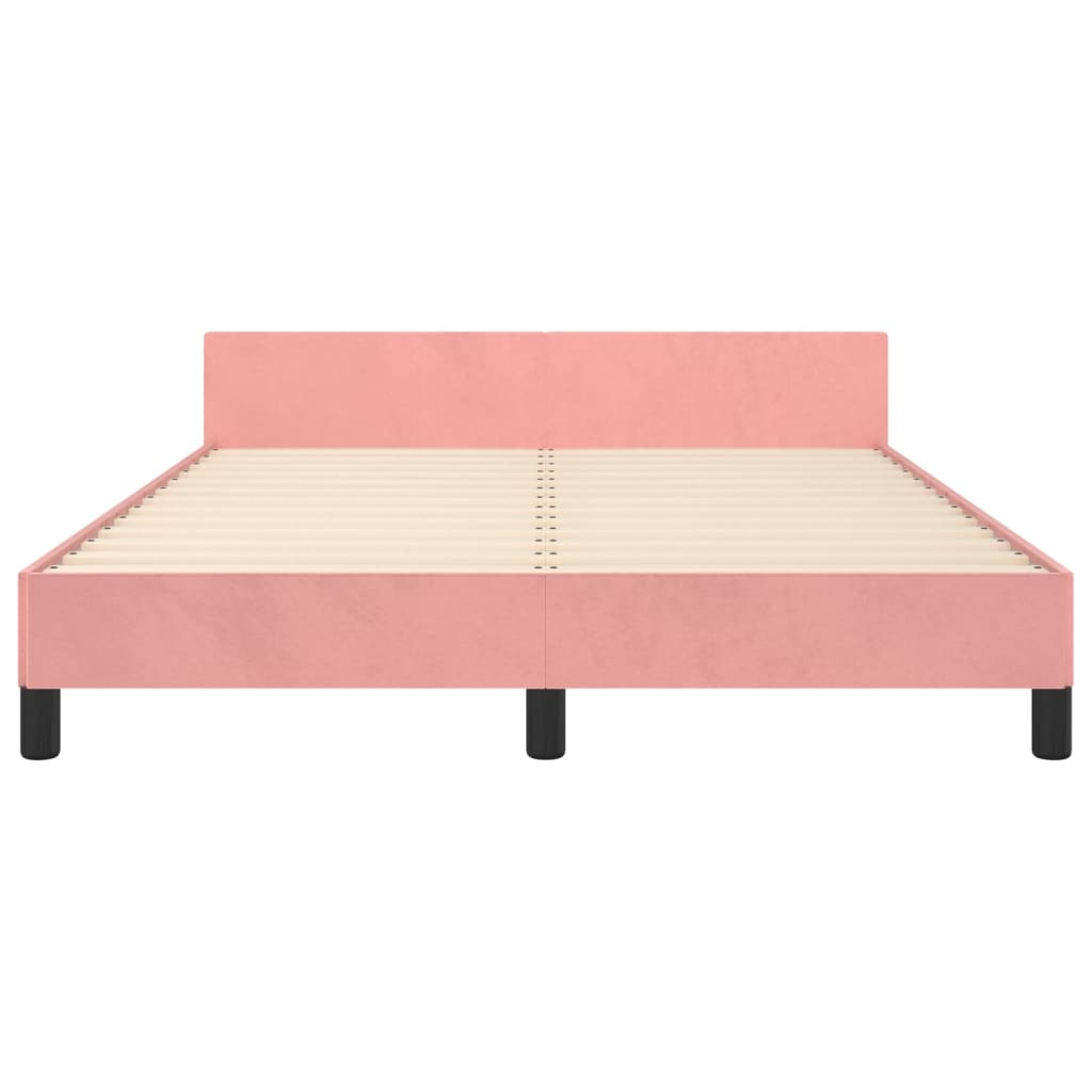 Bedframe met hoofdeinde fluweel roze 140x200 cm is nu te koop bij PeponiXL, paradijselijk wonen!