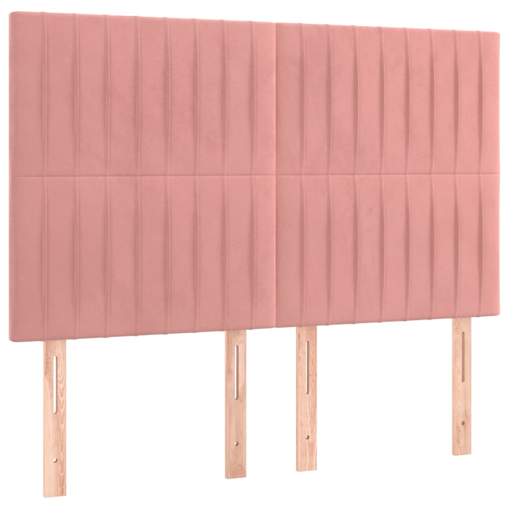 Bedframe met hoofdeinde fluweel roze 140x200 cm is nu te koop bij PeponiXL, paradijselijk wonen!