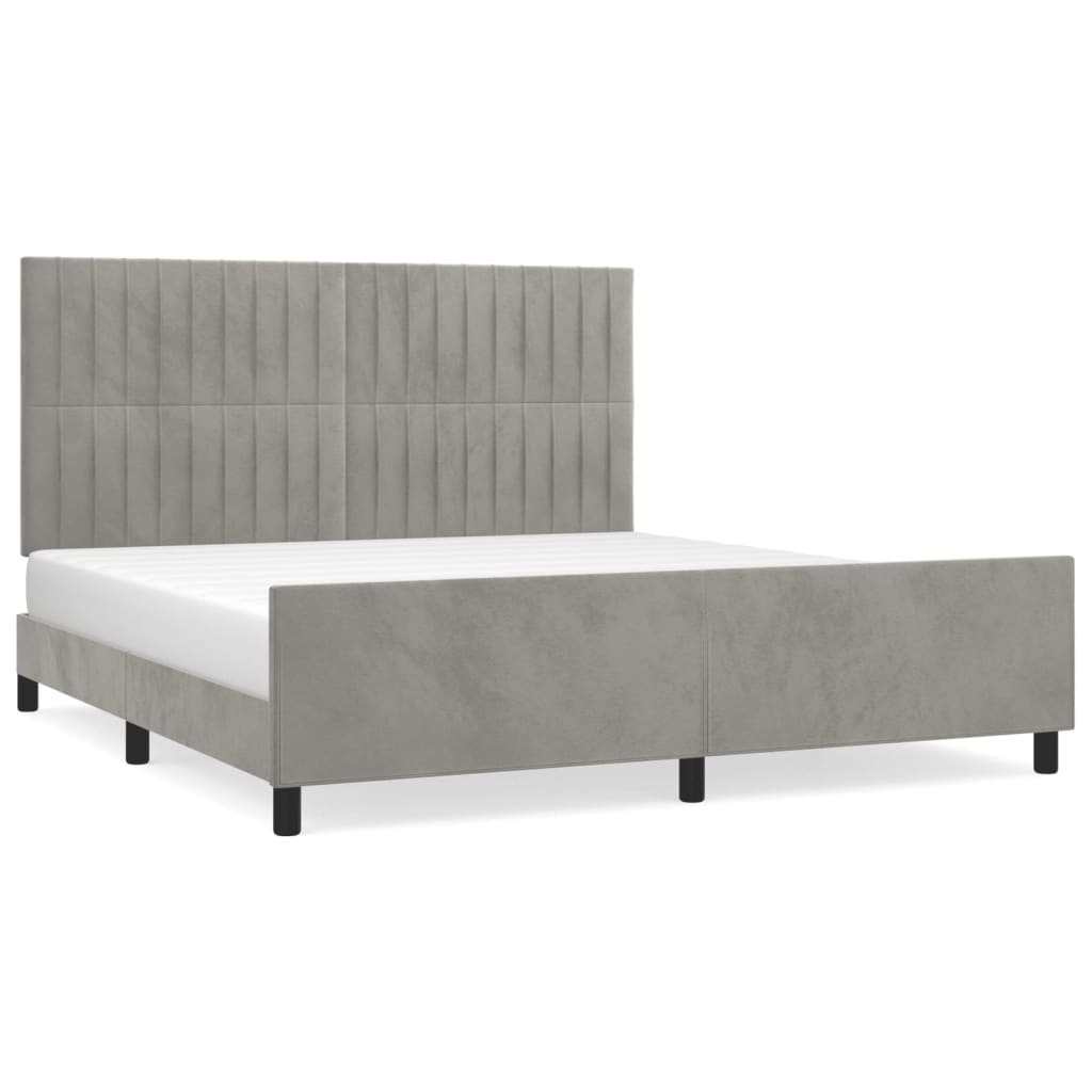 Bedframe zonder matras 160x200 cm fluweel lichtgrijs is nu te koop bij PeponiXL, paradijselijk wonen!