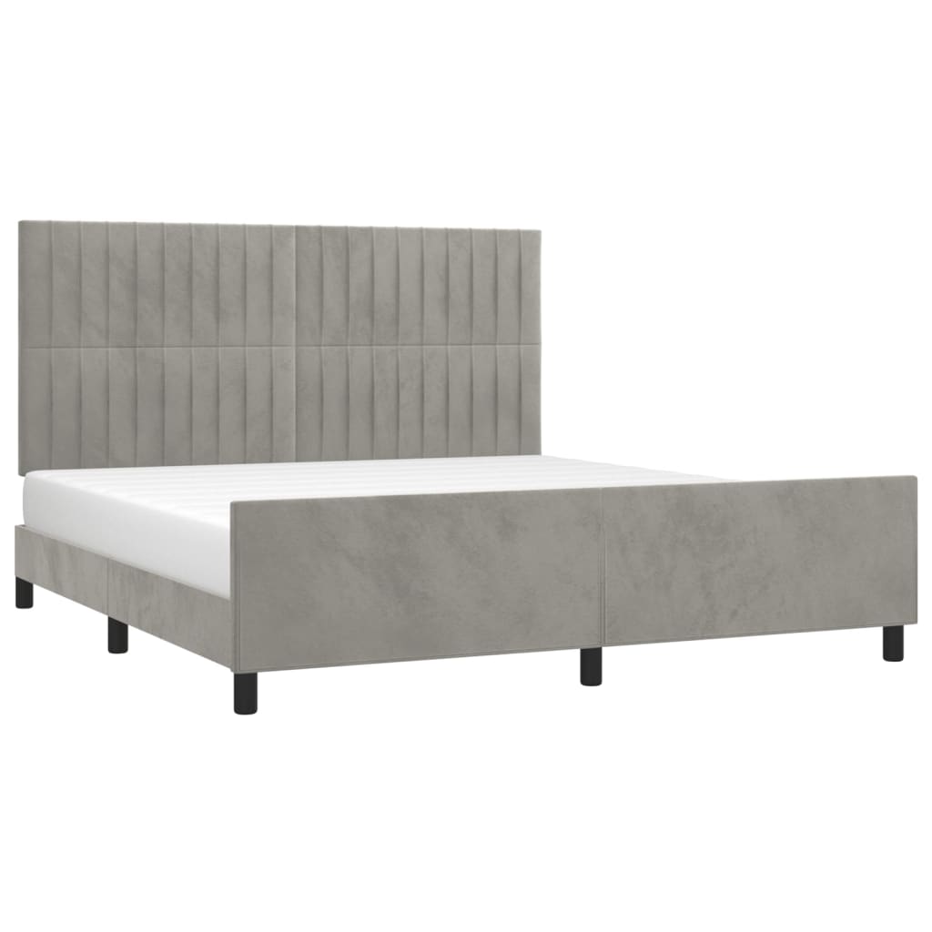 Bedframe zonder matras 160x200 cm fluweel lichtgrijs is nu te koop bij PeponiXL, paradijselijk wonen!