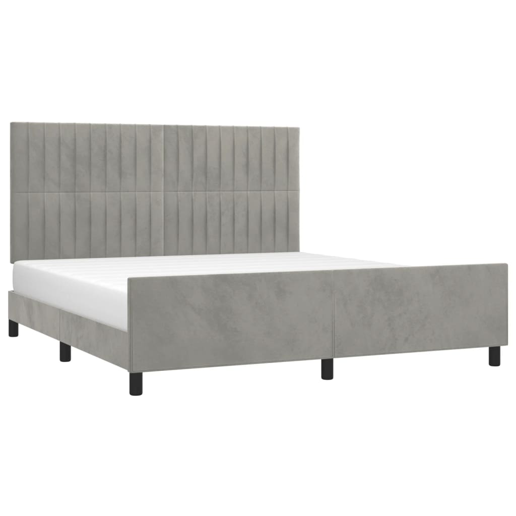 Bedframe met hoofdeinde fluweel lichtgrijs 180x200 cm is nu te koop bij PeponiXL, paradijselijk wonen!
