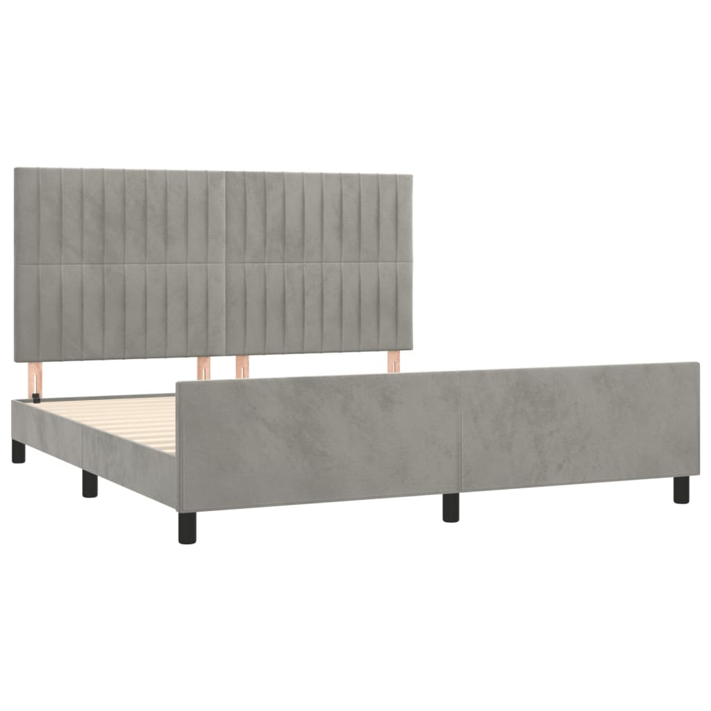 Bedframe met hoofdeinde fluweel lichtgrijs 180x200 cm is nu te koop bij PeponiXL, paradijselijk wonen!