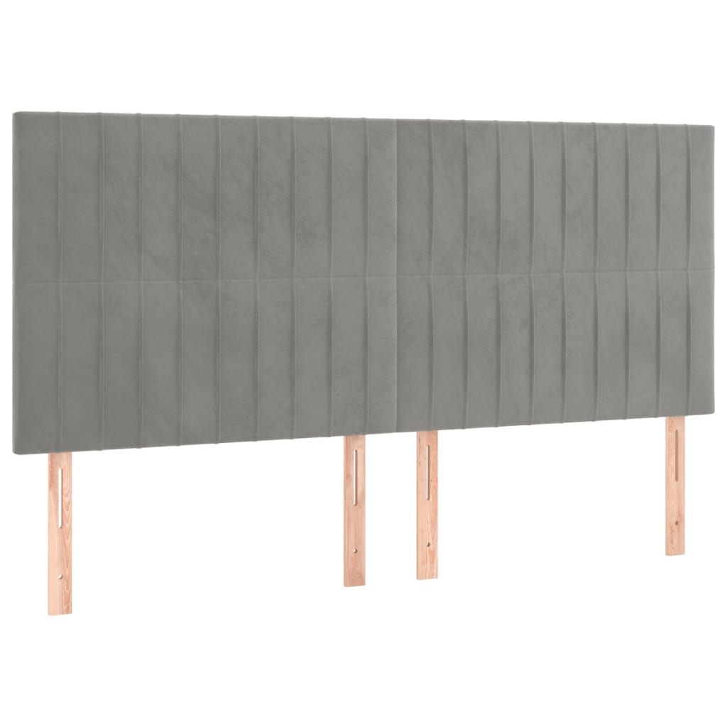 Bedframe met hoofdeinde fluweel lichtgrijs 180x200 cm is nu te koop bij PeponiXL, paradijselijk wonen!