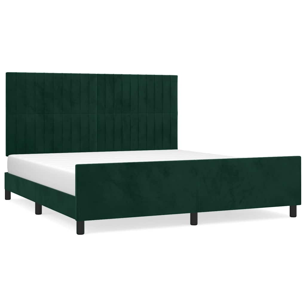 Bedframe met hoofdeinde fluweel donkergroen 180x200 cm