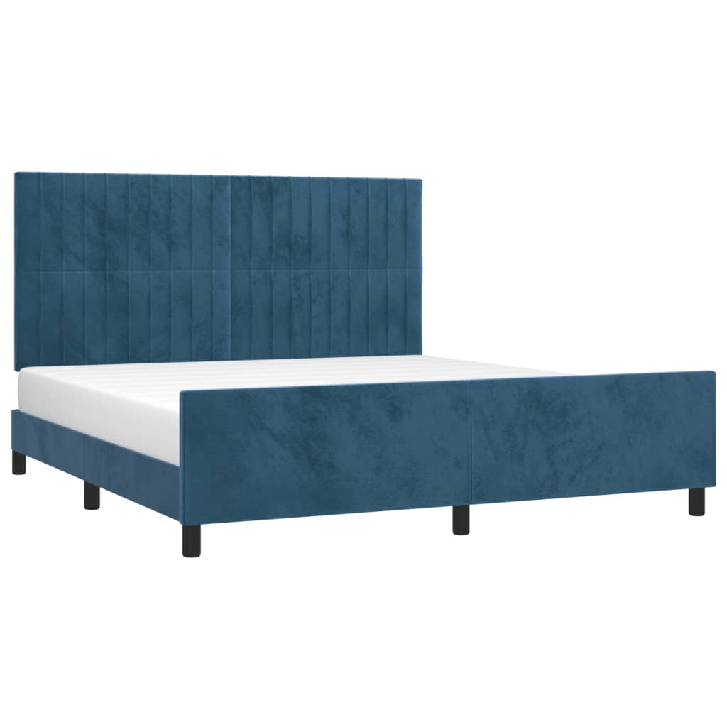 Bedframe met hoofdeinde fluweel donkerblauw 180x200 cm is nu te koop bij PeponiXL, paradijselijk wonen!