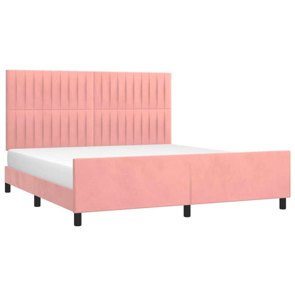 Bedframe met hoofdeinde fluweel roze 180x200 cm is nu te koop bij PeponiXL, paradijselijk wonen!