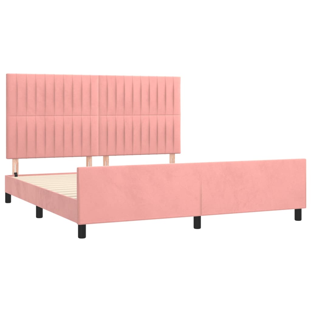 Bedframe met hoofdeinde fluweel roze 180x200 cm is nu te koop bij PeponiXL, paradijselijk wonen!