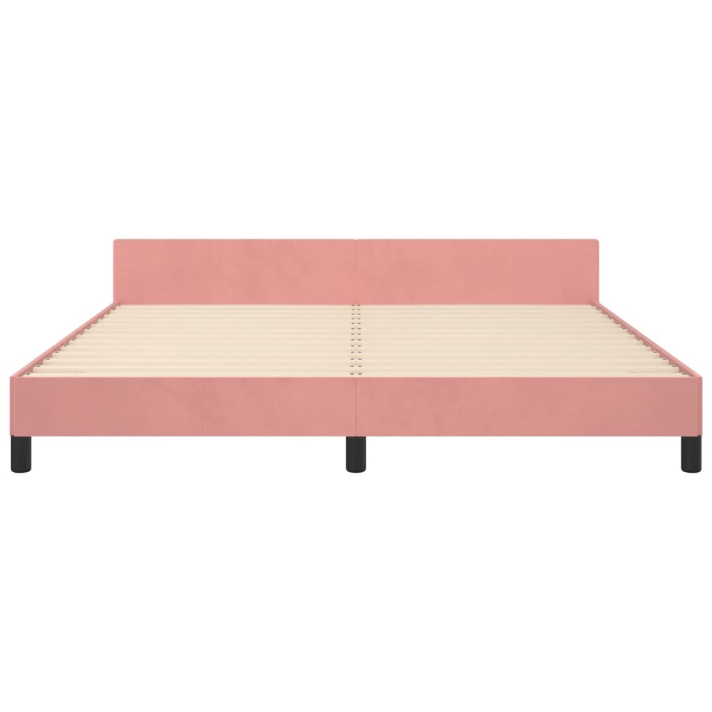 Bedframe met hoofdeinde fluweel roze 180x200 cm is nu te koop bij PeponiXL, paradijselijk wonen!