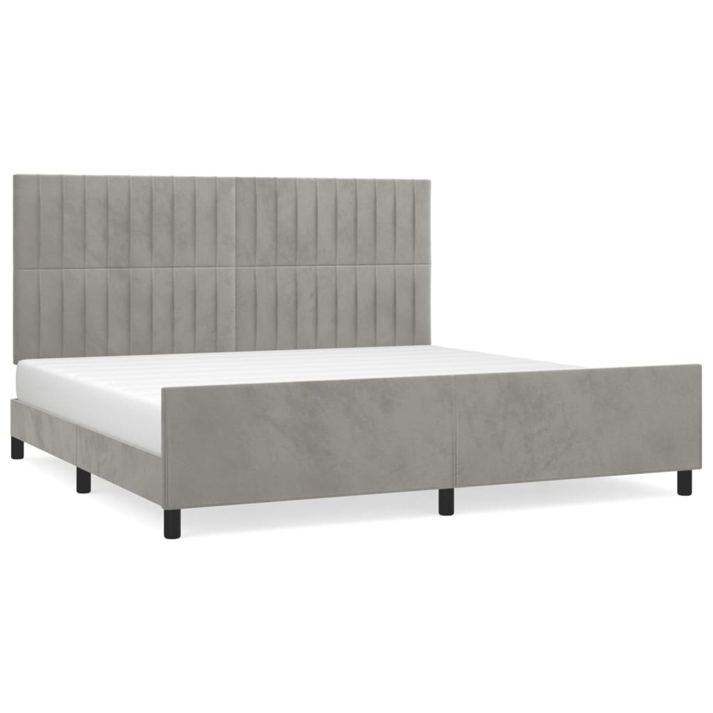 Bedframe zonder matras 200x200 cm fluweel lichtgrijs is nu te koop bij PeponiXL, paradijselijk wonen!