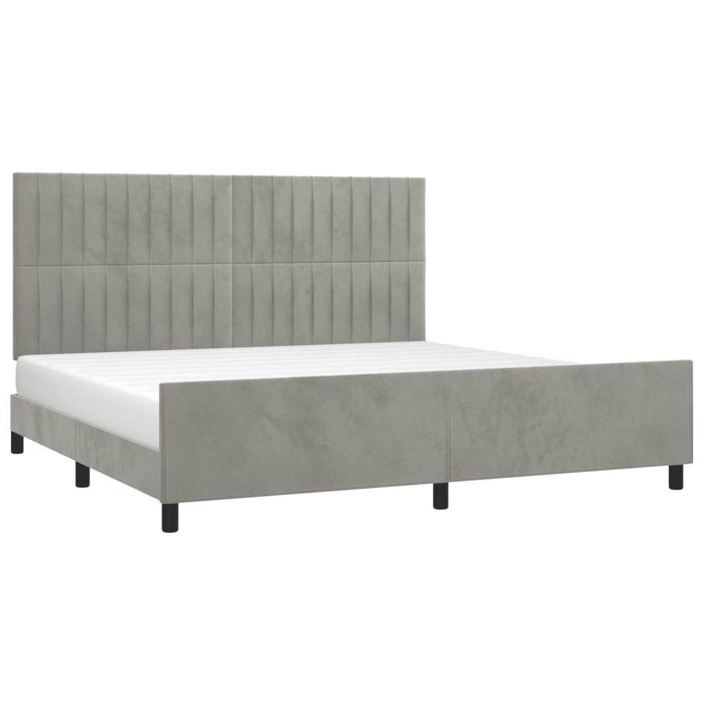 Bedframe zonder matras 200x200 cm fluweel lichtgrijs is nu te koop bij PeponiXL, paradijselijk wonen!