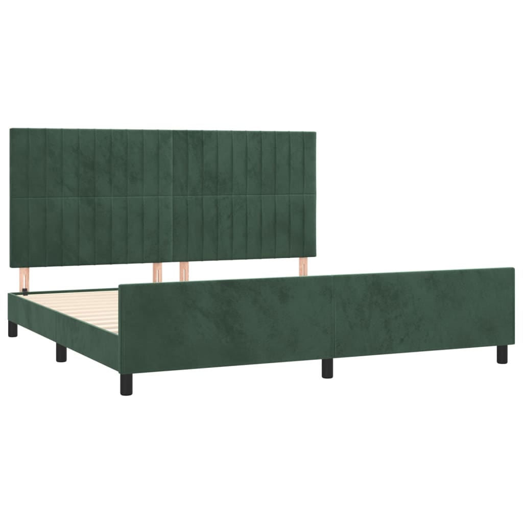 Bedframe zonder matras 200x200 cm fluweel donkergroen is nu te koop bij PeponiXL, paradijselijk wonen!