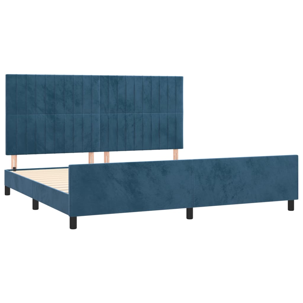 Bedframe zonder matras 200x200 cm fluweel donkerblauw is nu te koop bij PeponiXL, paradijselijk wonen!