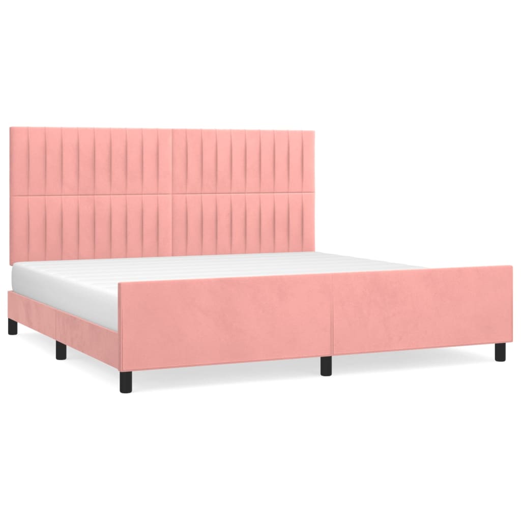 Bedframe met hoofdeinde fluweel roze 200x200 cm is nu te koop bij PeponiXL, paradijselijk wonen!