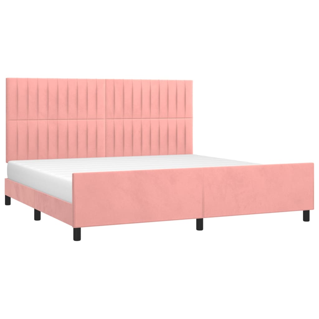 Bedframe met hoofdeinde fluweel roze 200x200 cm is nu te koop bij PeponiXL, paradijselijk wonen!