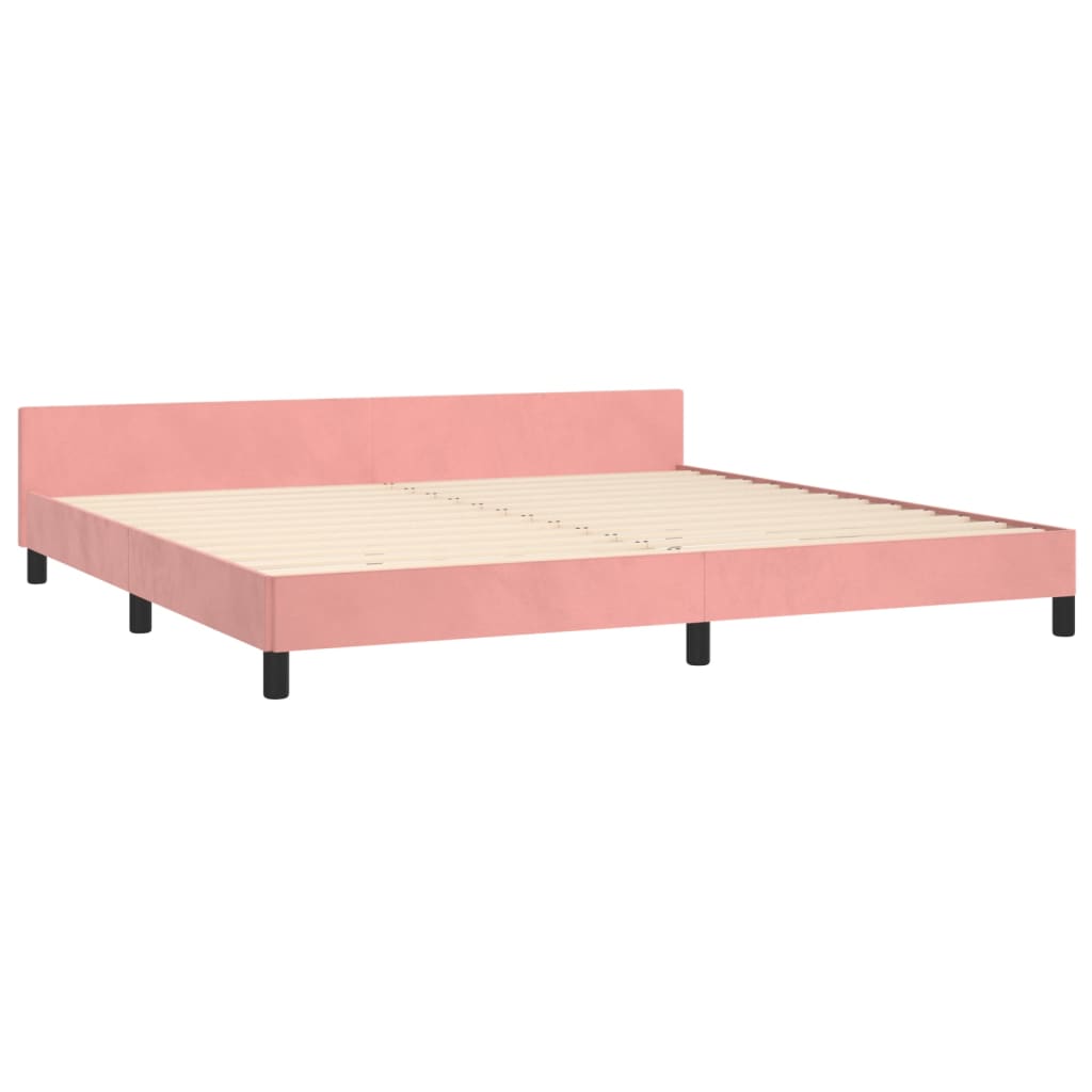 Bedframe met hoofdeinde fluweel roze 200x200 cm is nu te koop bij PeponiXL, paradijselijk wonen!